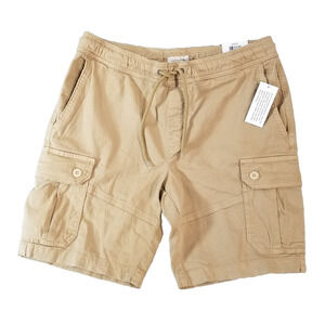 Sun + Stone Cargo Shorts Mens Small Dull Gold Flat Front Drawstring Pockets New